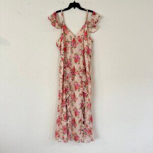 Occasion by Old Navy Womens Floral Ruffle Babydoll Maxi Dress Size 18 Coquette
